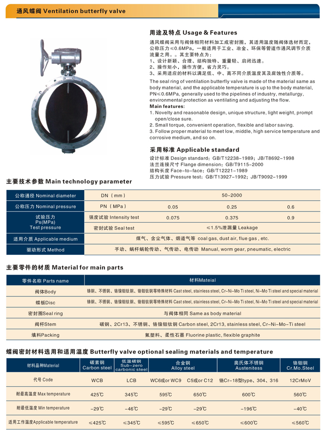 D41W蝸輪襯膠通風(fēng)蝶閥